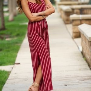 Monteau Red Stripped Jumpsuit